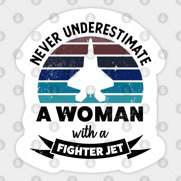 Woman with Fighter Jet Funny Airplane Gift Moms Sticker by qwertydesigns